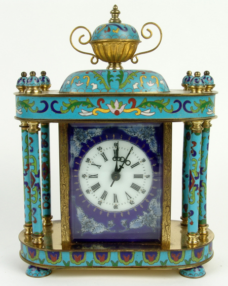 Marvelous Vintage Chinese Cloisonné Mantle Clock